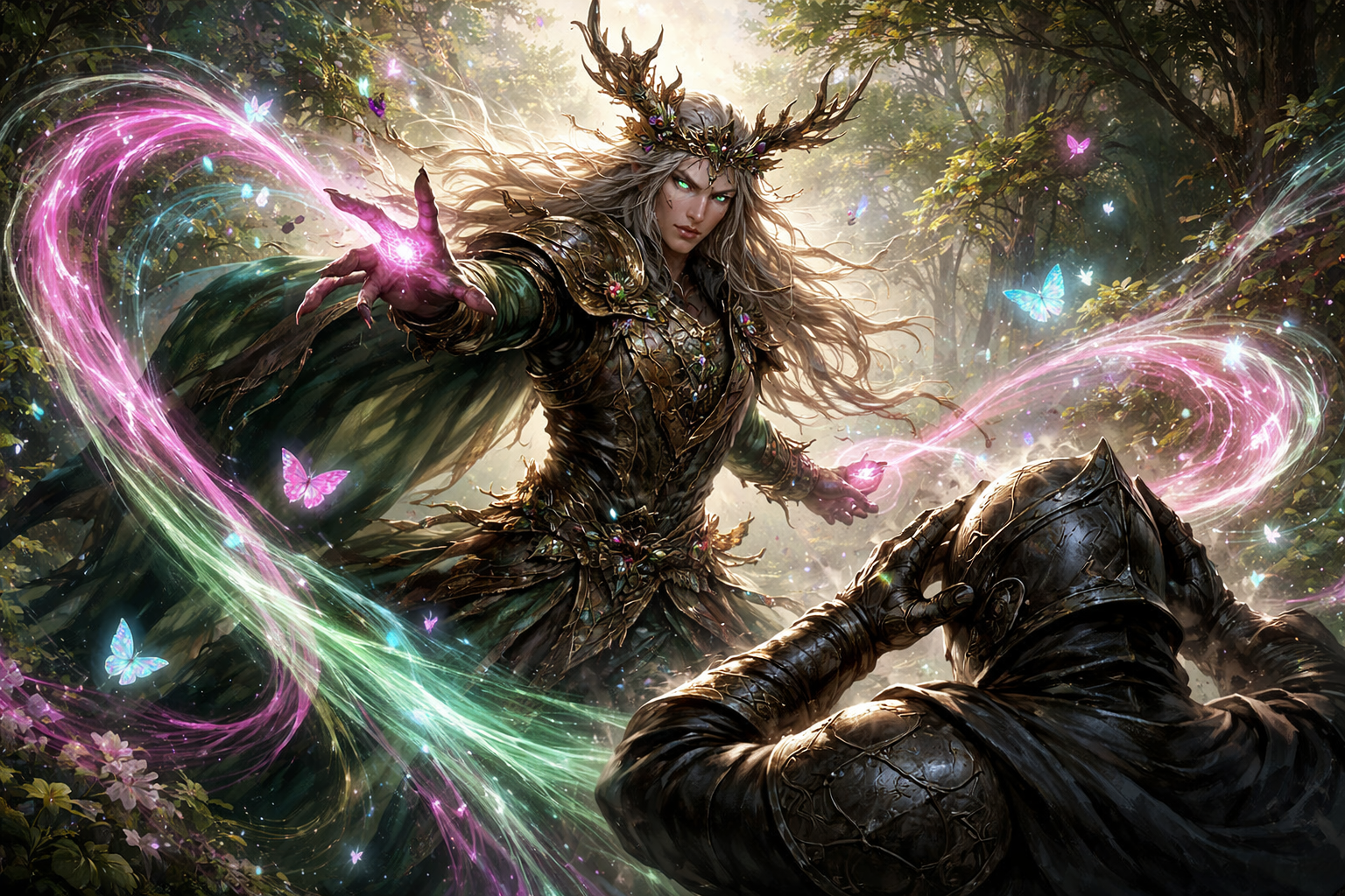 Fey Wanderer twisting charm magic against foe