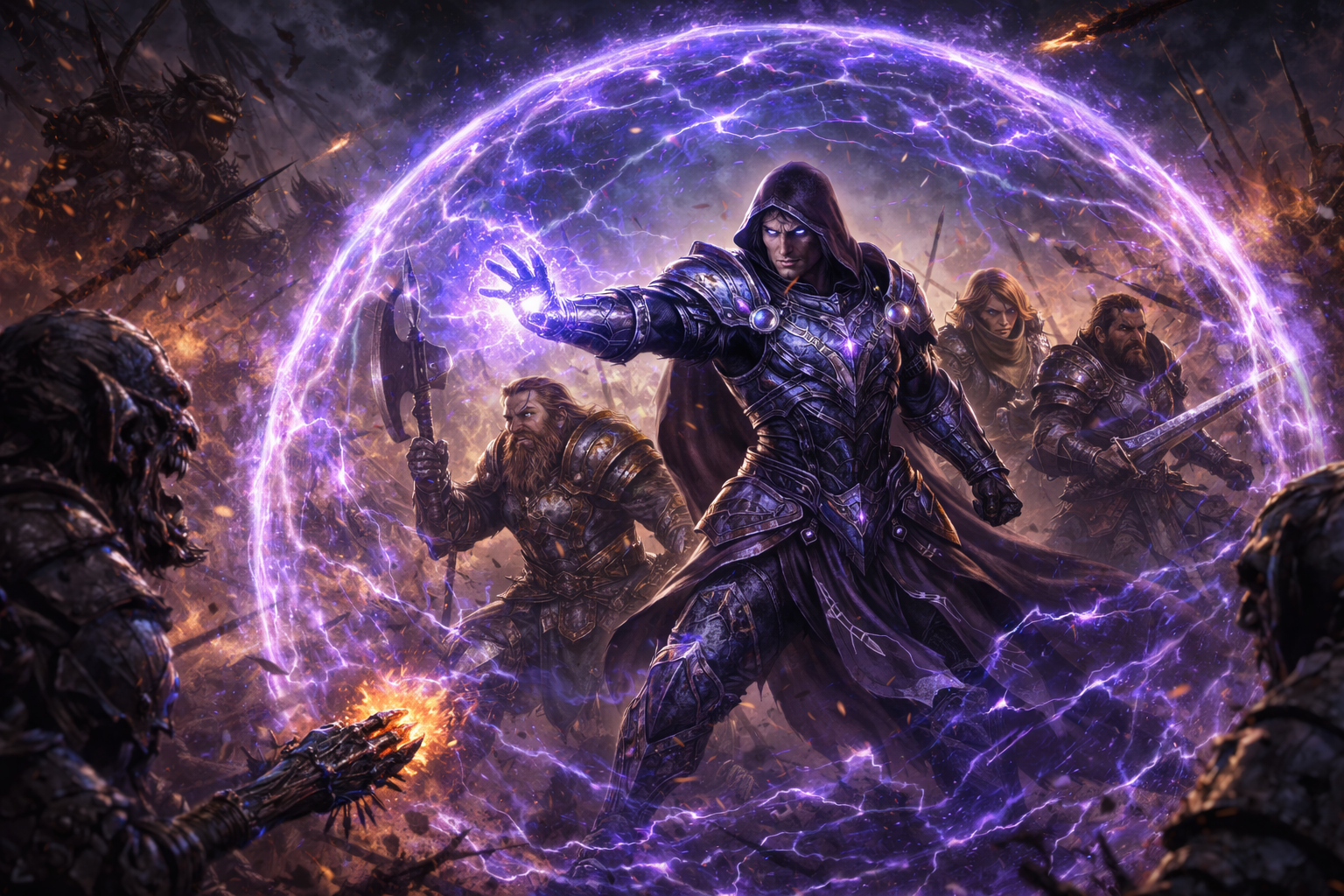 Psi Warrior shielding allies with telekinetic barriers